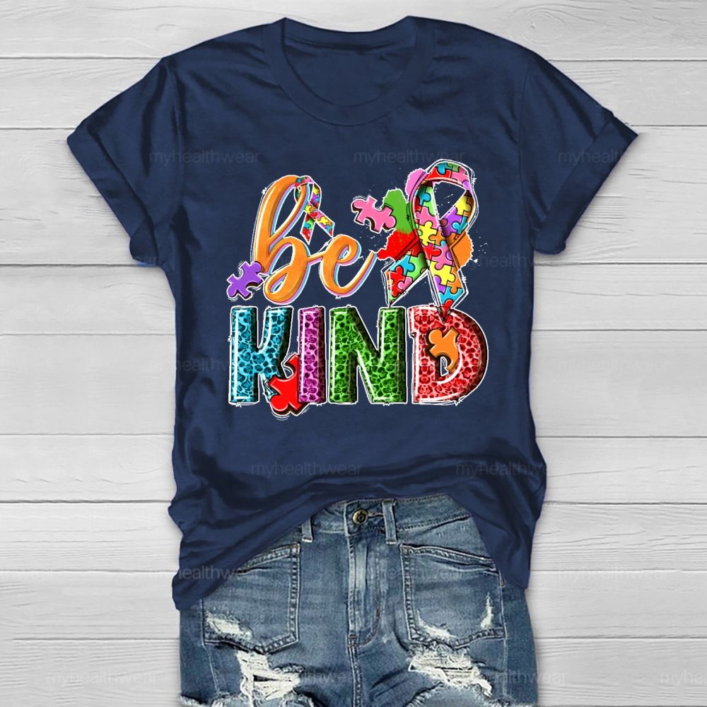 Be Kind Puzzle Ribbon Healthwear T-shirt