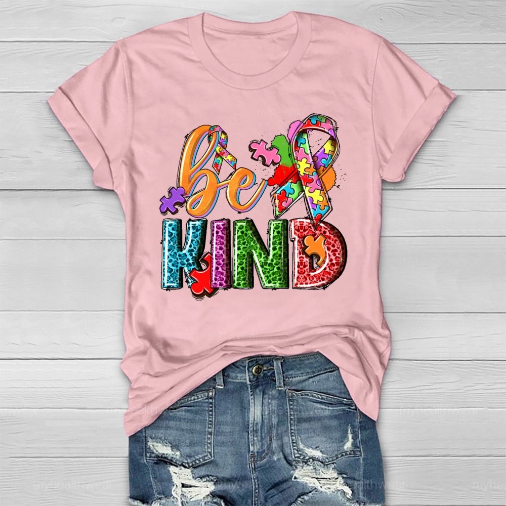 Be Kind Puzzle Ribbon Healthwear T-shirt
