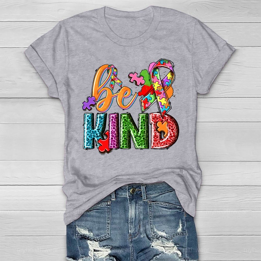 Be Kind Puzzle Ribbon Healthwear T-shirt