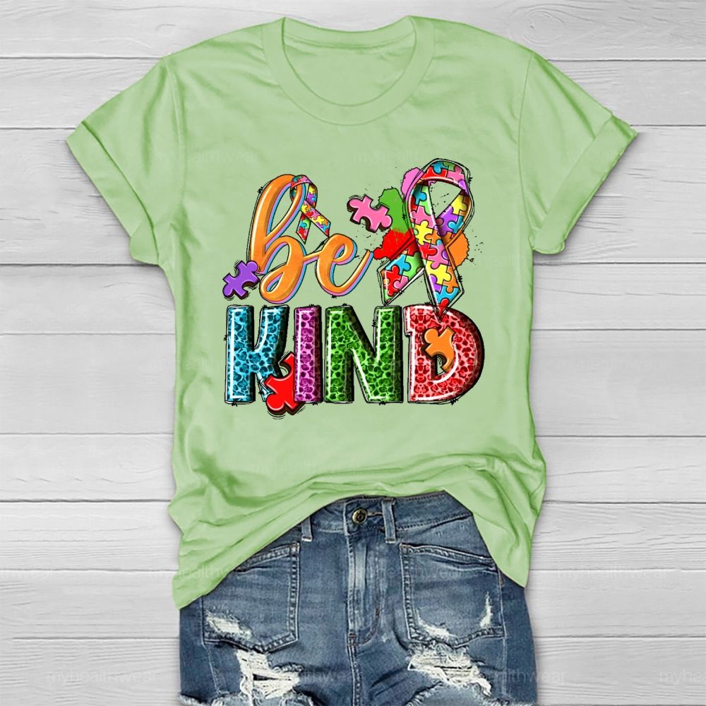 Be Kind Puzzle Ribbon Healthwear T-shirt