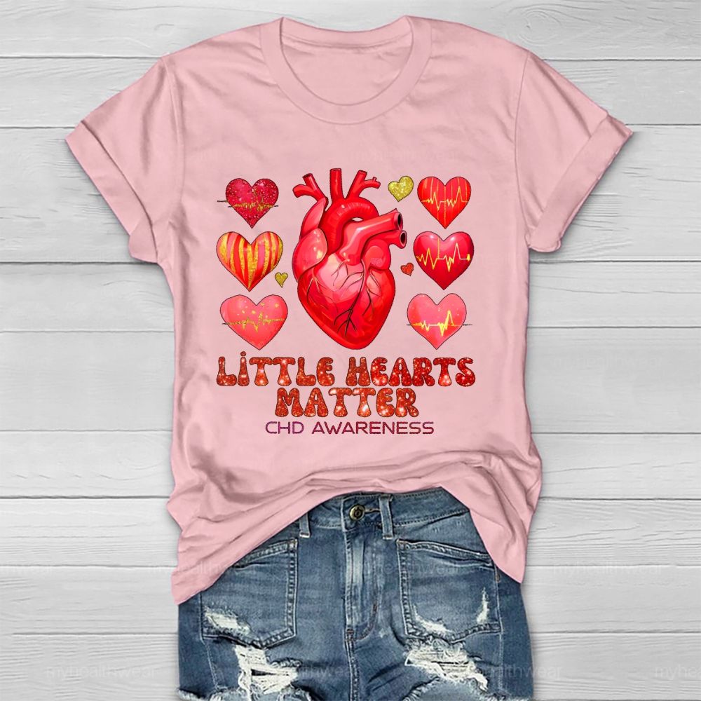 Little Hearts Matter Chd Awareness Graphic Healthwear T-shirt
