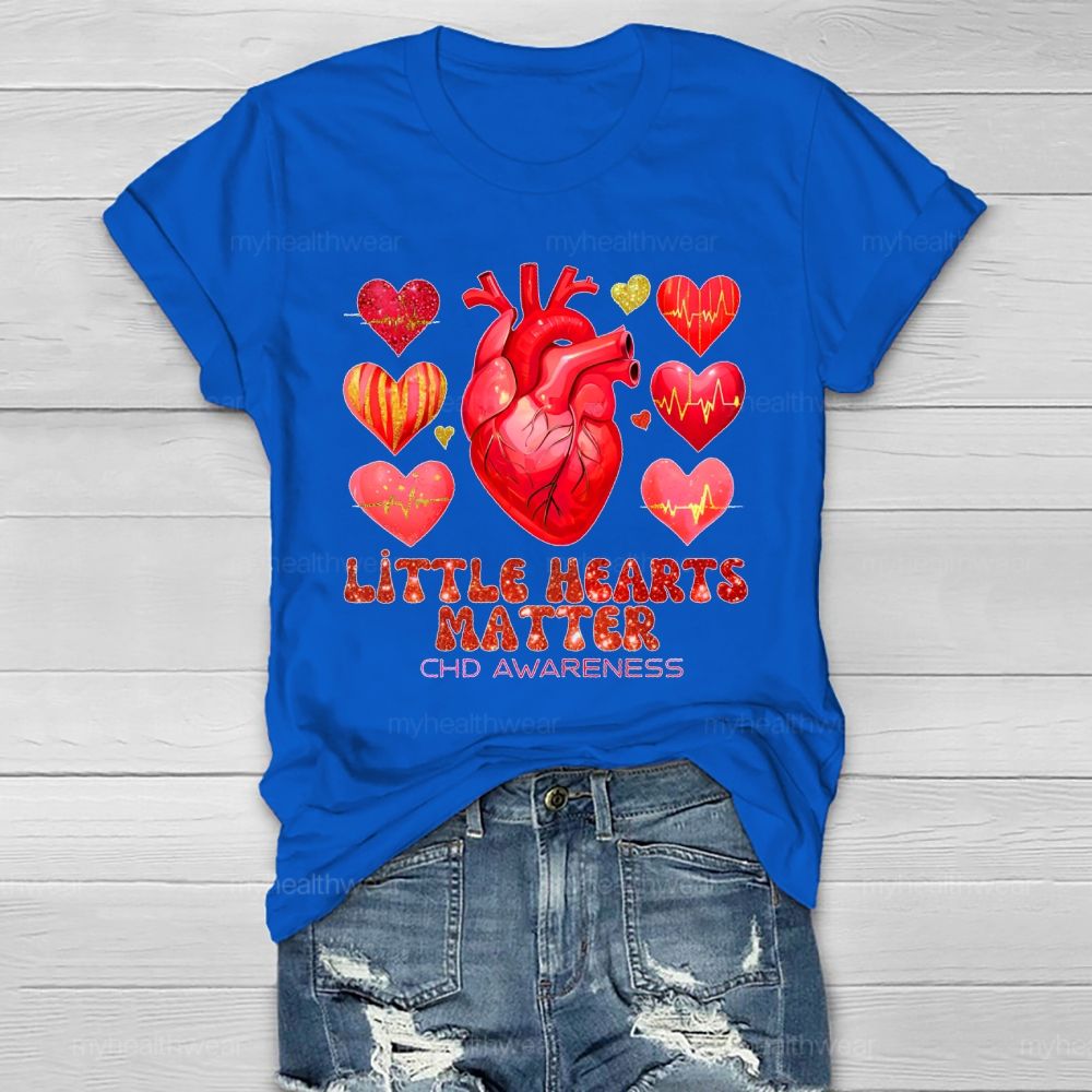 Little Hearts Matter Chd Awareness Graphic Healthwear T-shirt