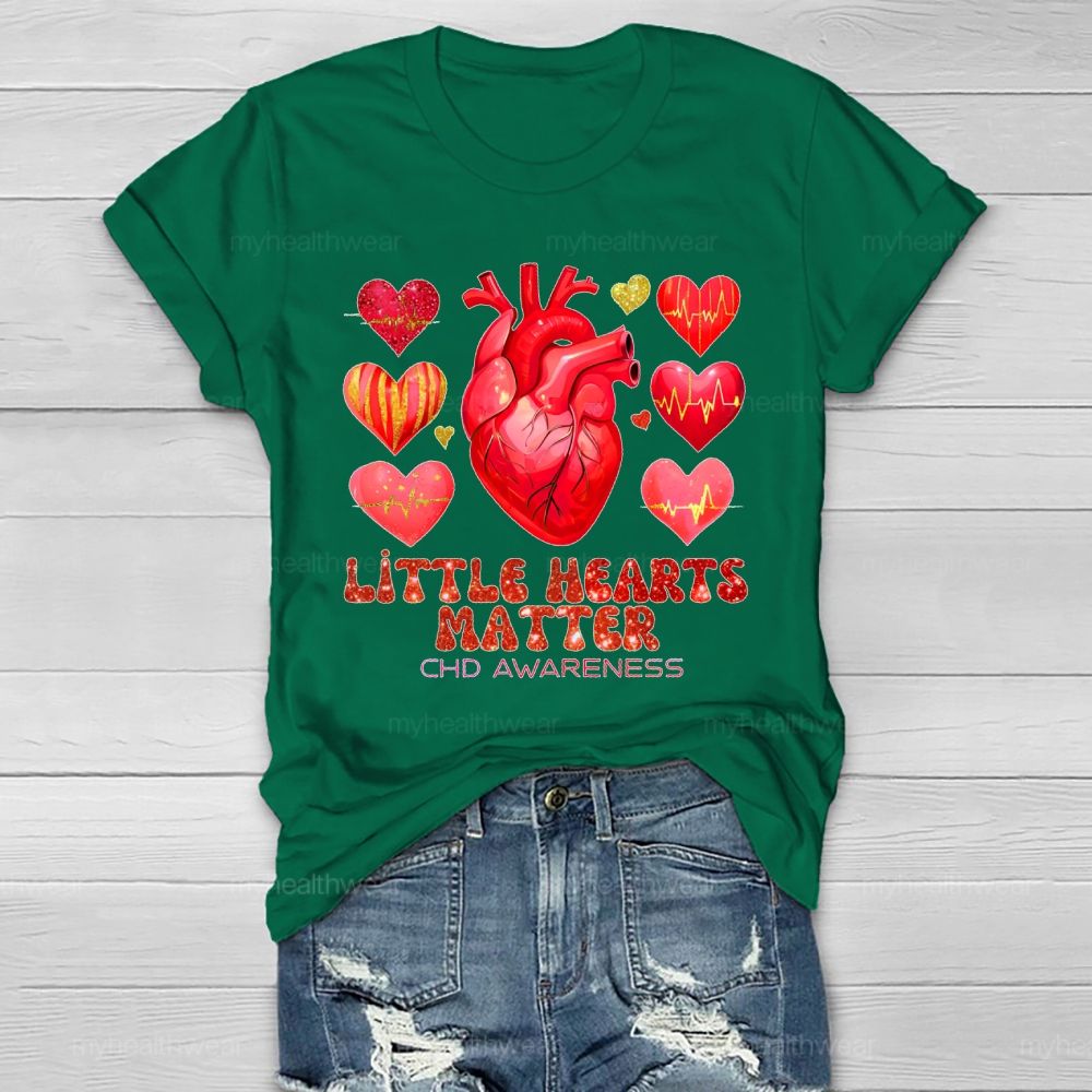 Little Hearts Matter Chd Awareness Graphic Healthwear T-shirt