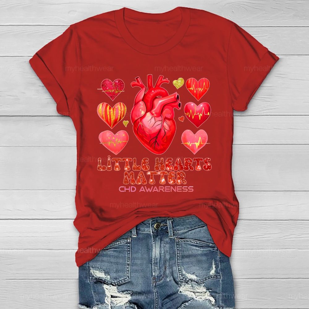 Little Hearts Matter Chd Awareness Graphic Healthwear T-shirt