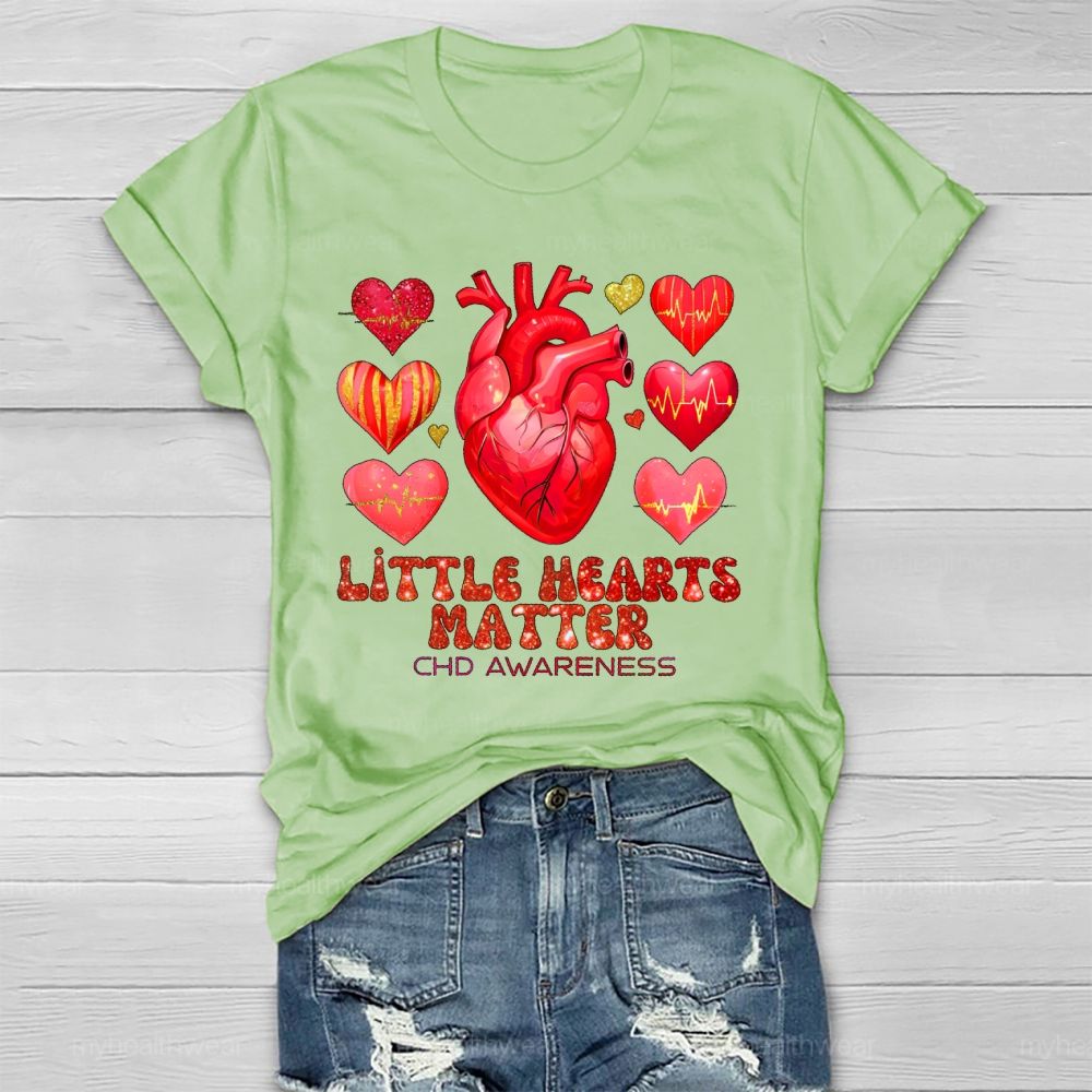 Little Hearts Matter Chd Awareness Graphic Healthwear T-shirt