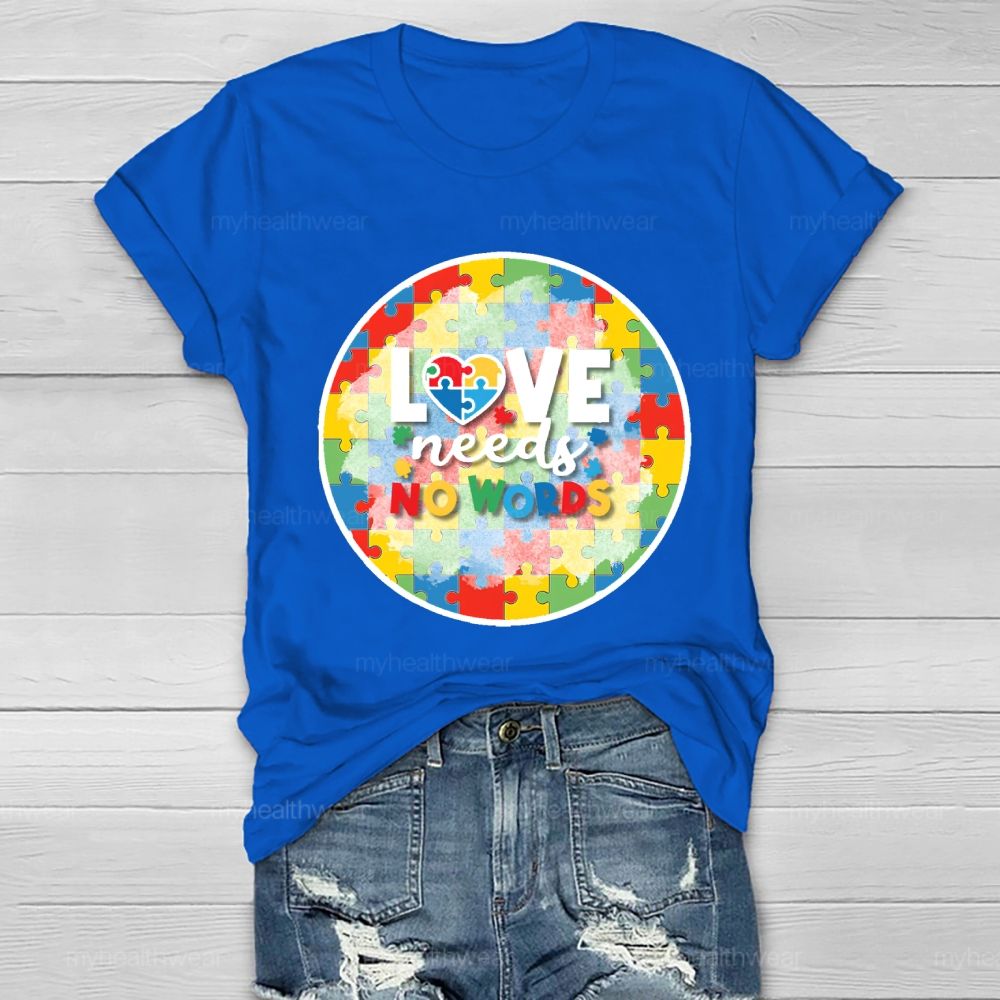 Love Needs No Words Puzzle Circle Healthwear T-shirt
