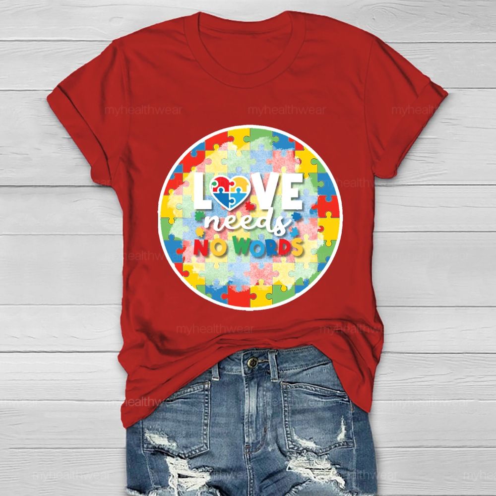 Love Needs No Words Puzzle Circle Healthwear T-shirt