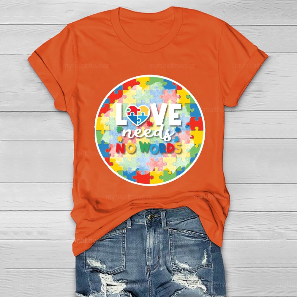 Love Needs No Words Puzzle Circle Healthwear T-shirt