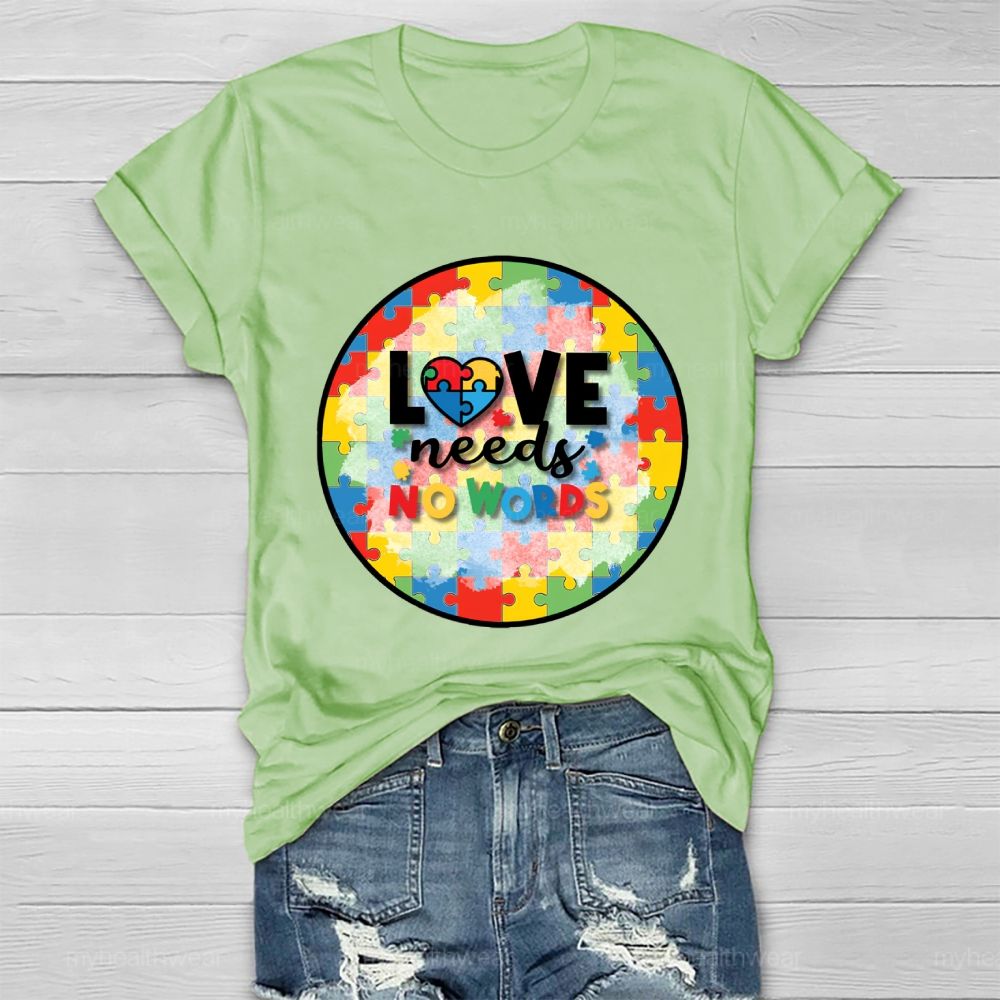 Love Needs No Words Puzzle Circle Healthwear T-shirt