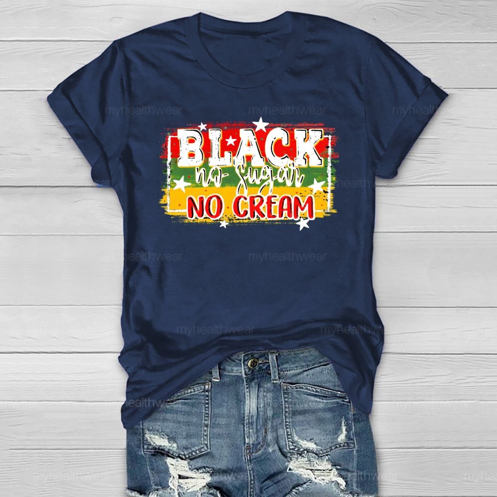 Black No Sugar No Cream Healthwear T-shirt
