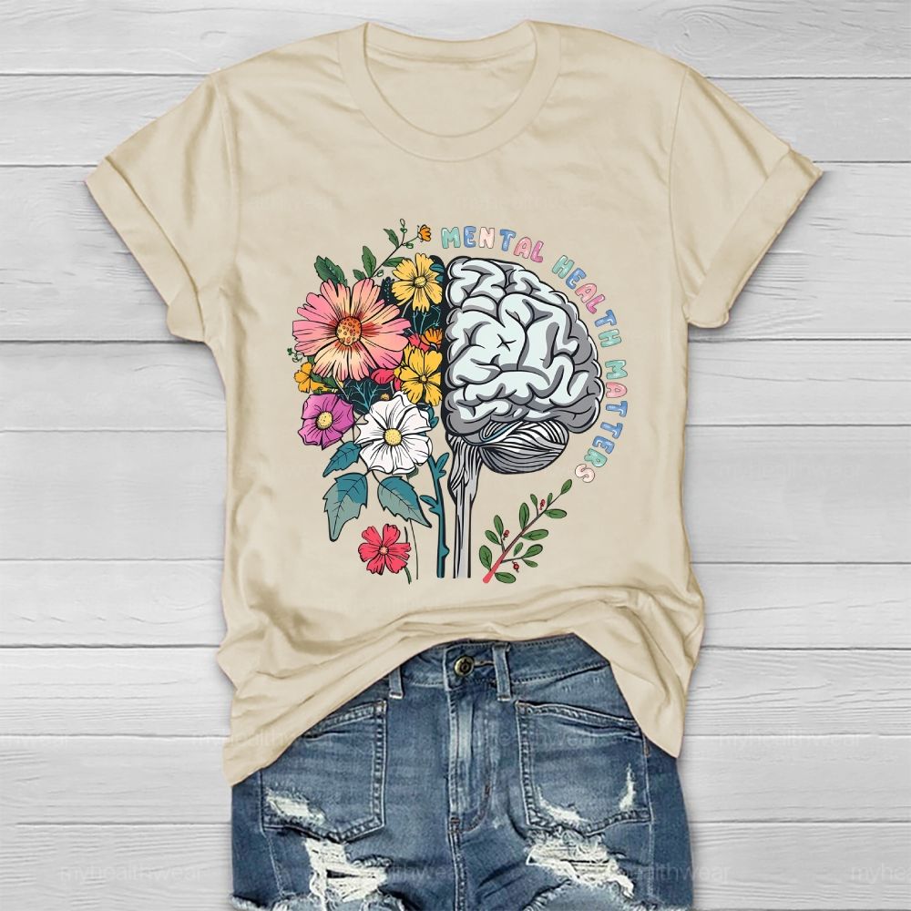 Mental Health Matters Flower Brain Healthwear T-shirt