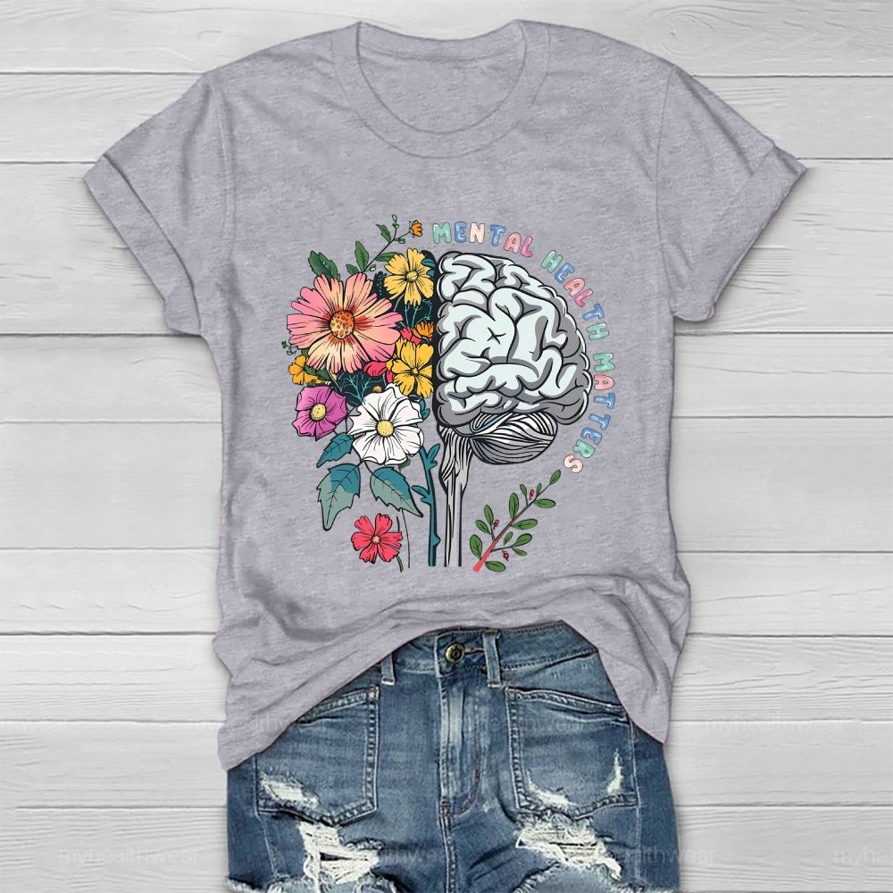 Mental Health Matters Flower Brain Healthwear T-shirt