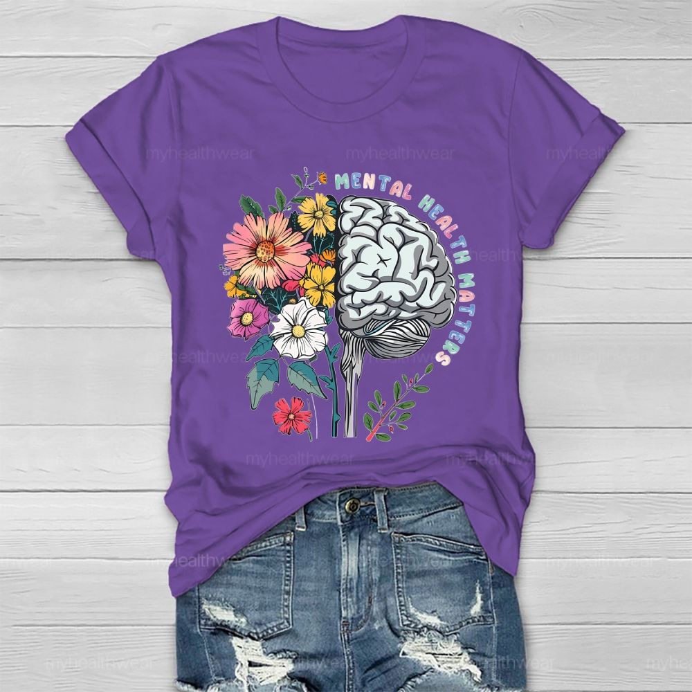 Mental Health Matters Flower Brain Healthwear T-shirt