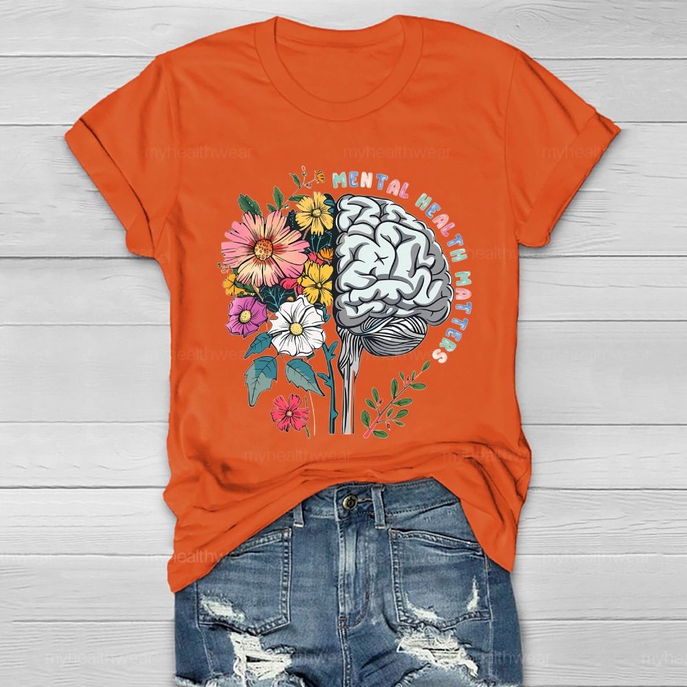 Mental Health Matters Flower Brain Healthwear T-shirt