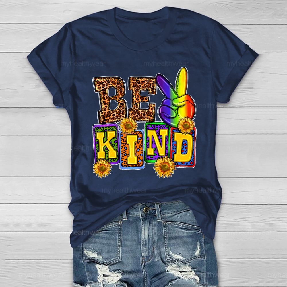 Be Kind Leopard Print Letters Healthwear T-shirt