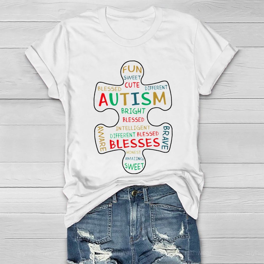 Fun Cute Sweet Blessed Different Autism Awareness Healthwear T-shirt