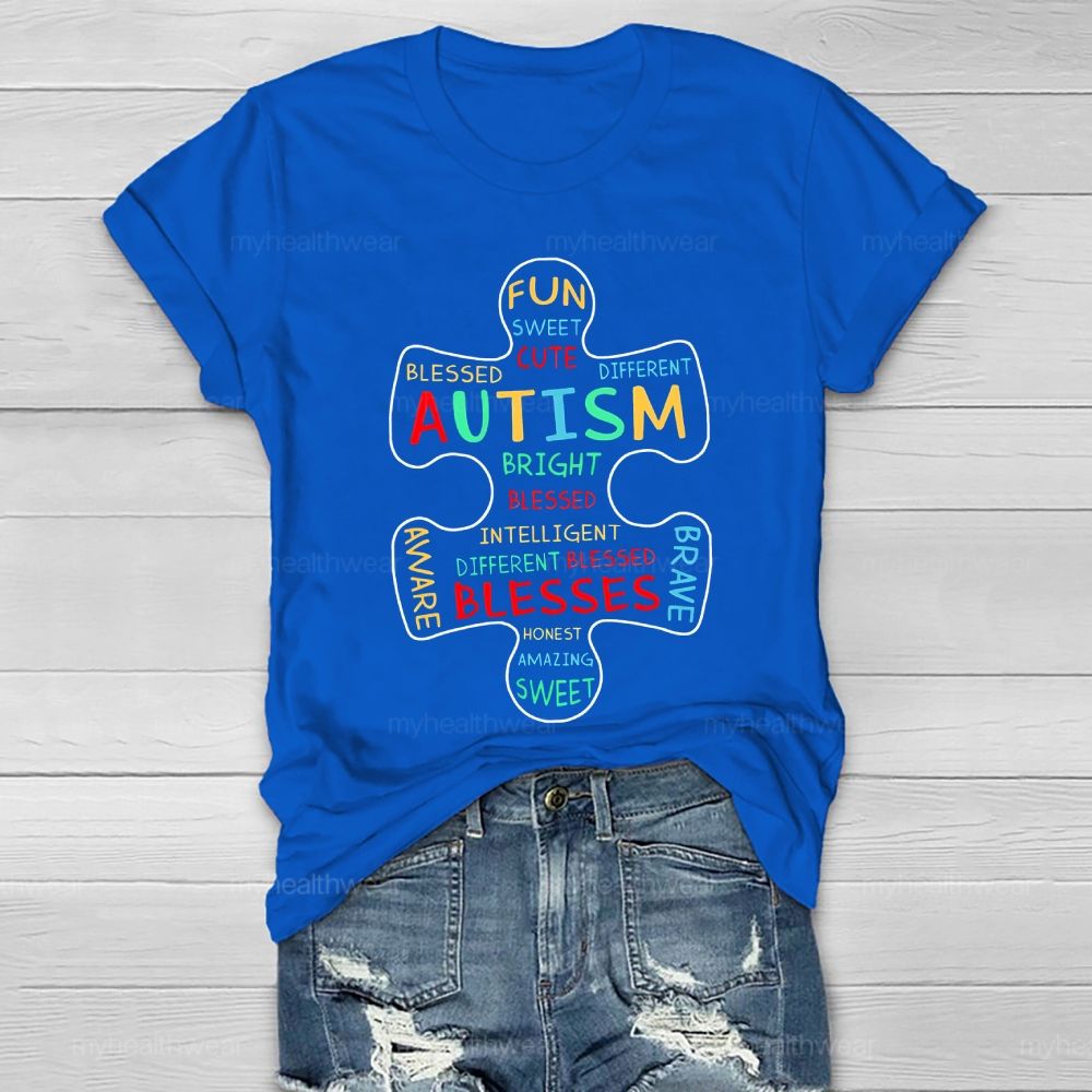 Fun Cute Sweet Blessed Different Autism Awareness Healthwear T-shirt