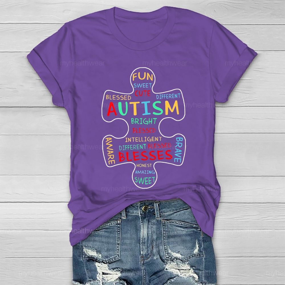 Fun Cute Sweet Blessed Different Autism Awareness Healthwear T-shirt