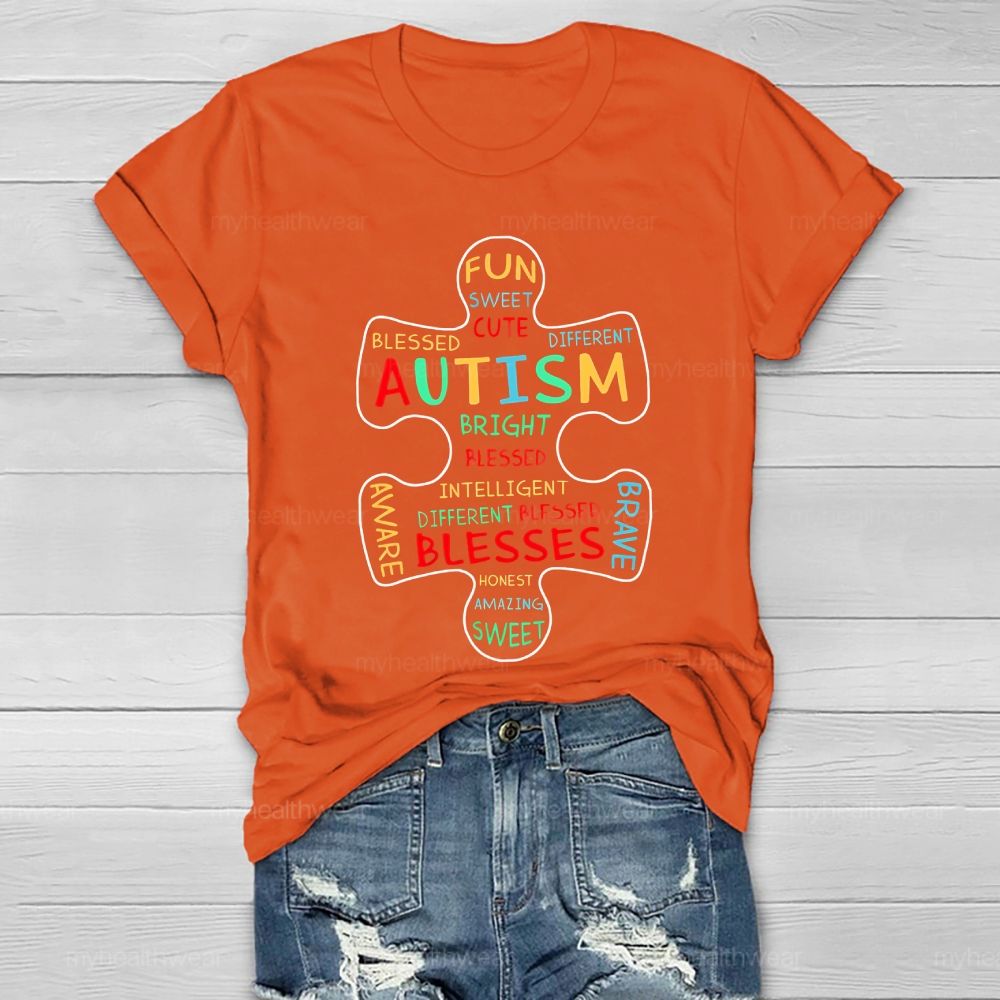 Fun Cute Sweet Blessed Different Autism Awareness Healthwear T-shirt