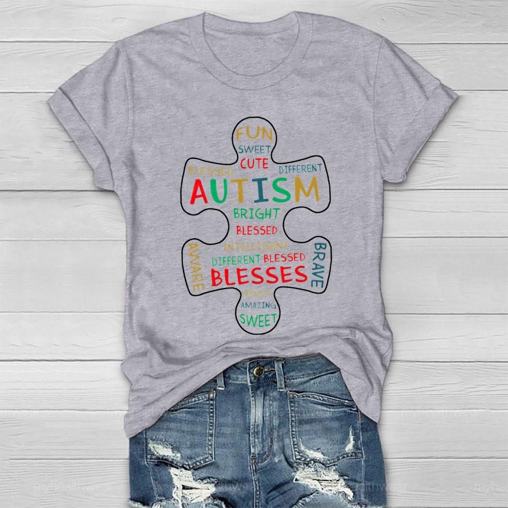 Fun Cute Sweet Blessed Different Autism Awareness Healthwear T-shirt