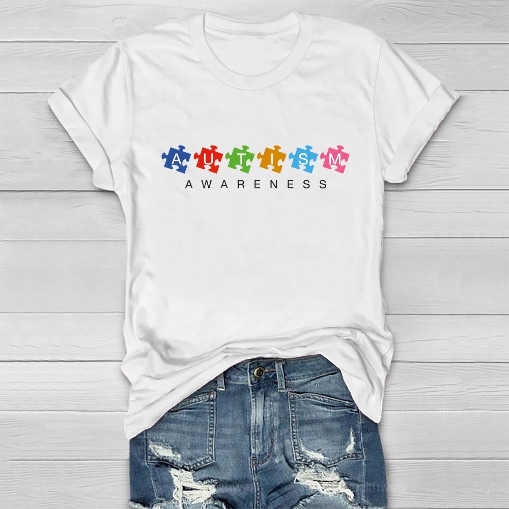 Autism Awareness Puzzle Letters Healthwear T-shirt