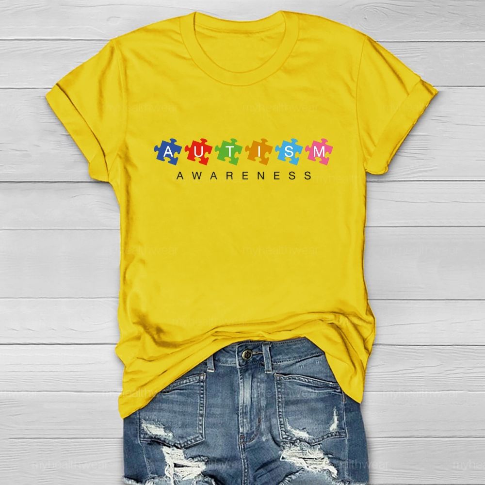 Autism Awareness Puzzle Letters Healthwear T-shirt