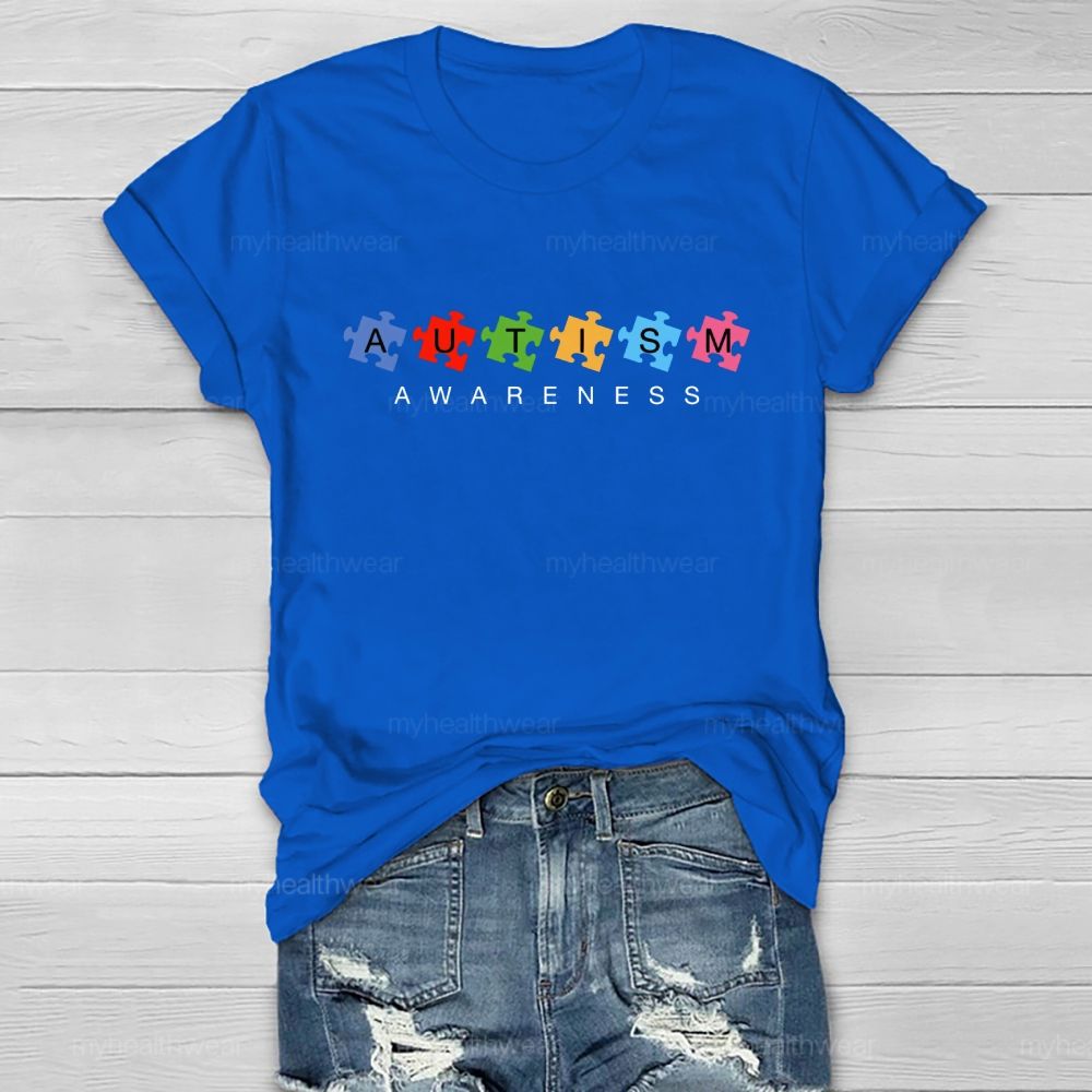 Autism Awareness Puzzle Letters Healthwear T-shirt