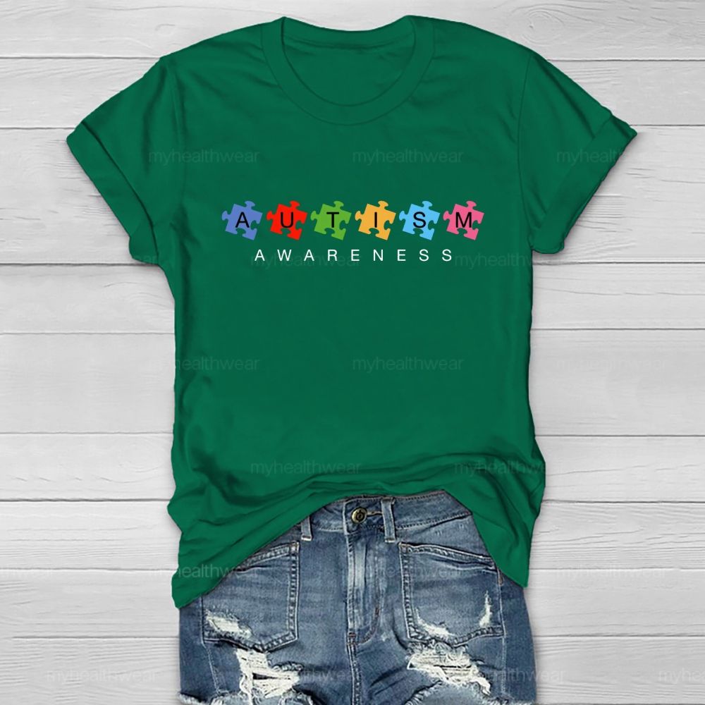 Autism Awareness Puzzle Letters Healthwear T-shirt