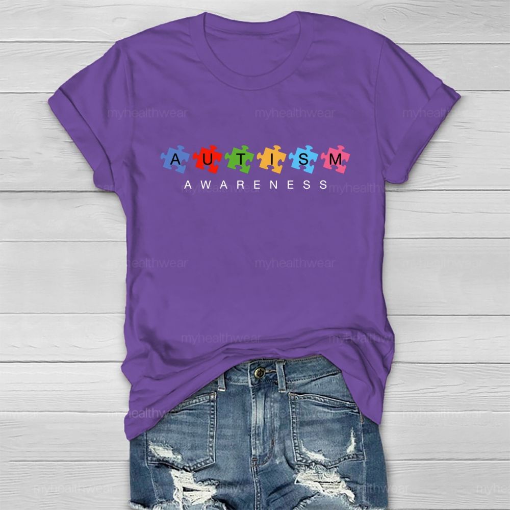 Autism Awareness Puzzle Letters Healthwear T-shirt