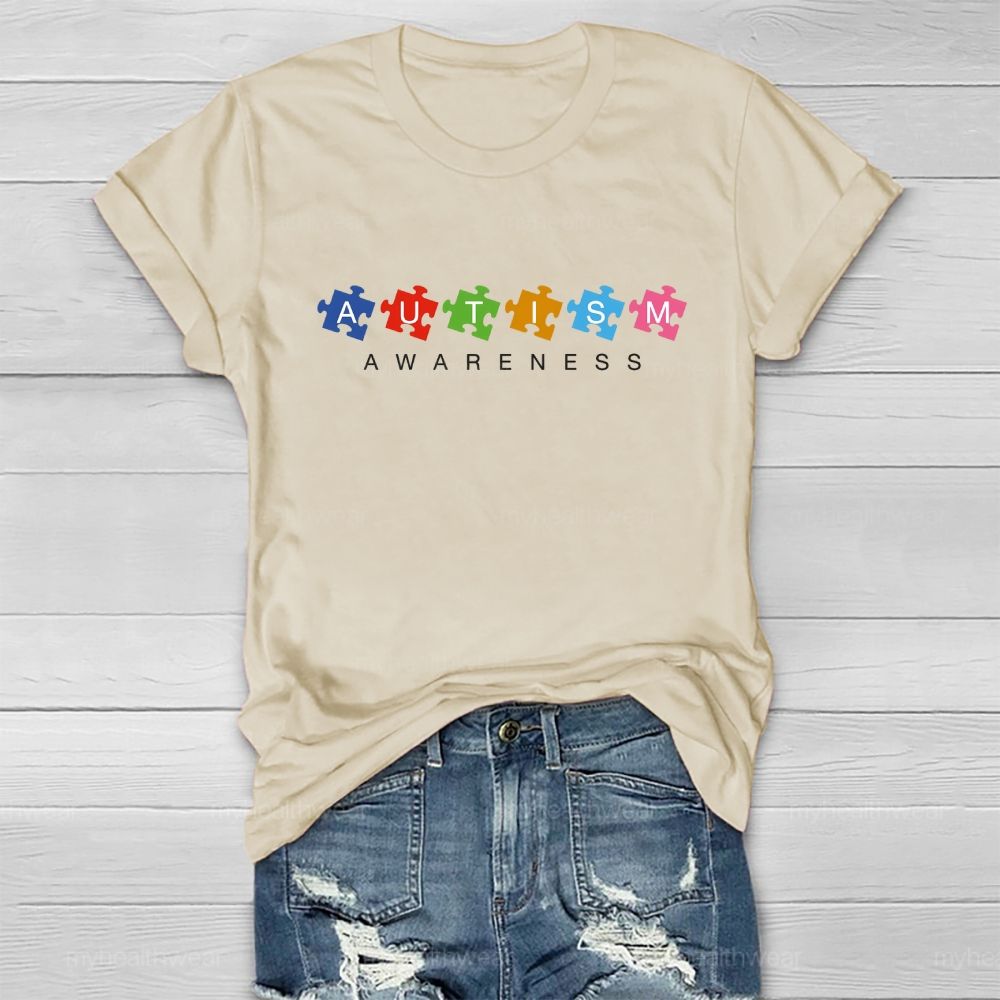 Autism Awareness Puzzle Letters Healthwear T-shirt