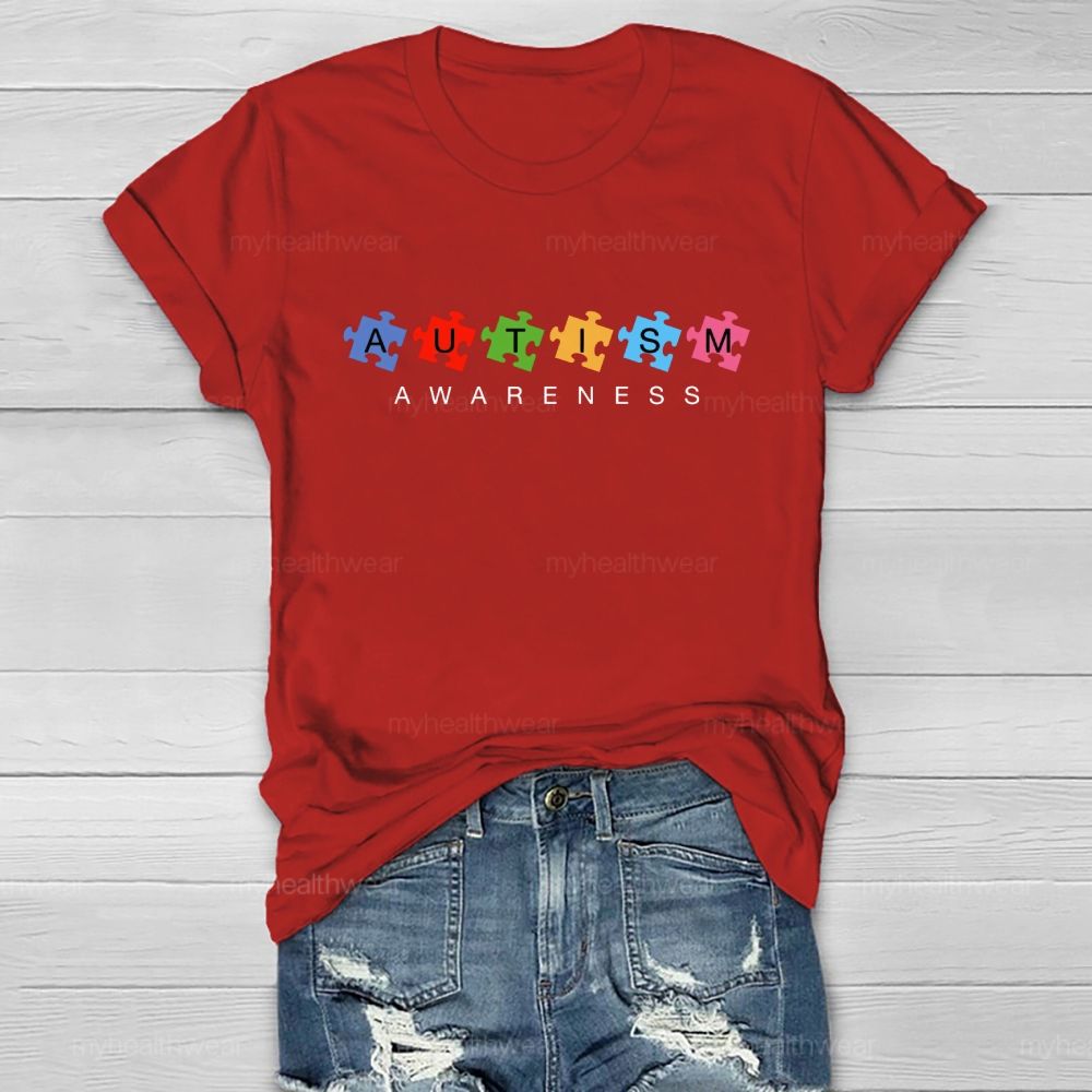 Autism Awareness Puzzle Letters Healthwear T-shirt