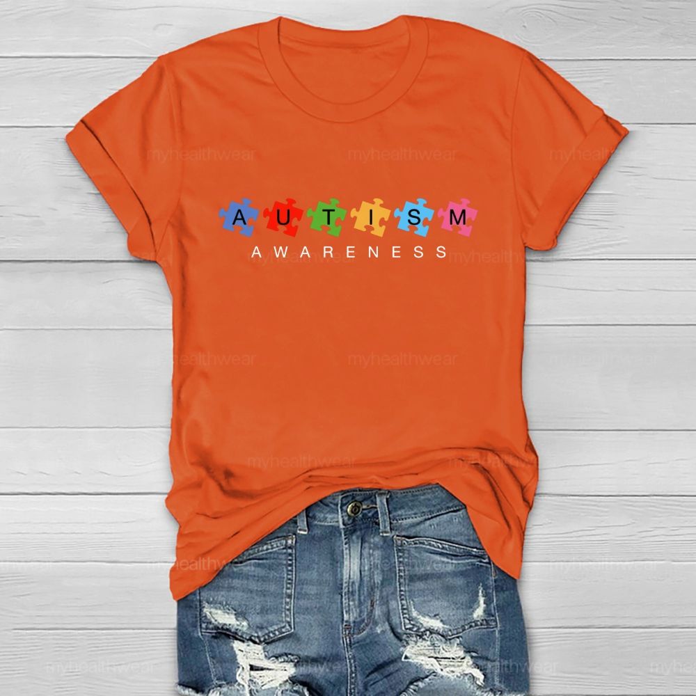 Autism Awareness Puzzle Letters Healthwear T-shirt