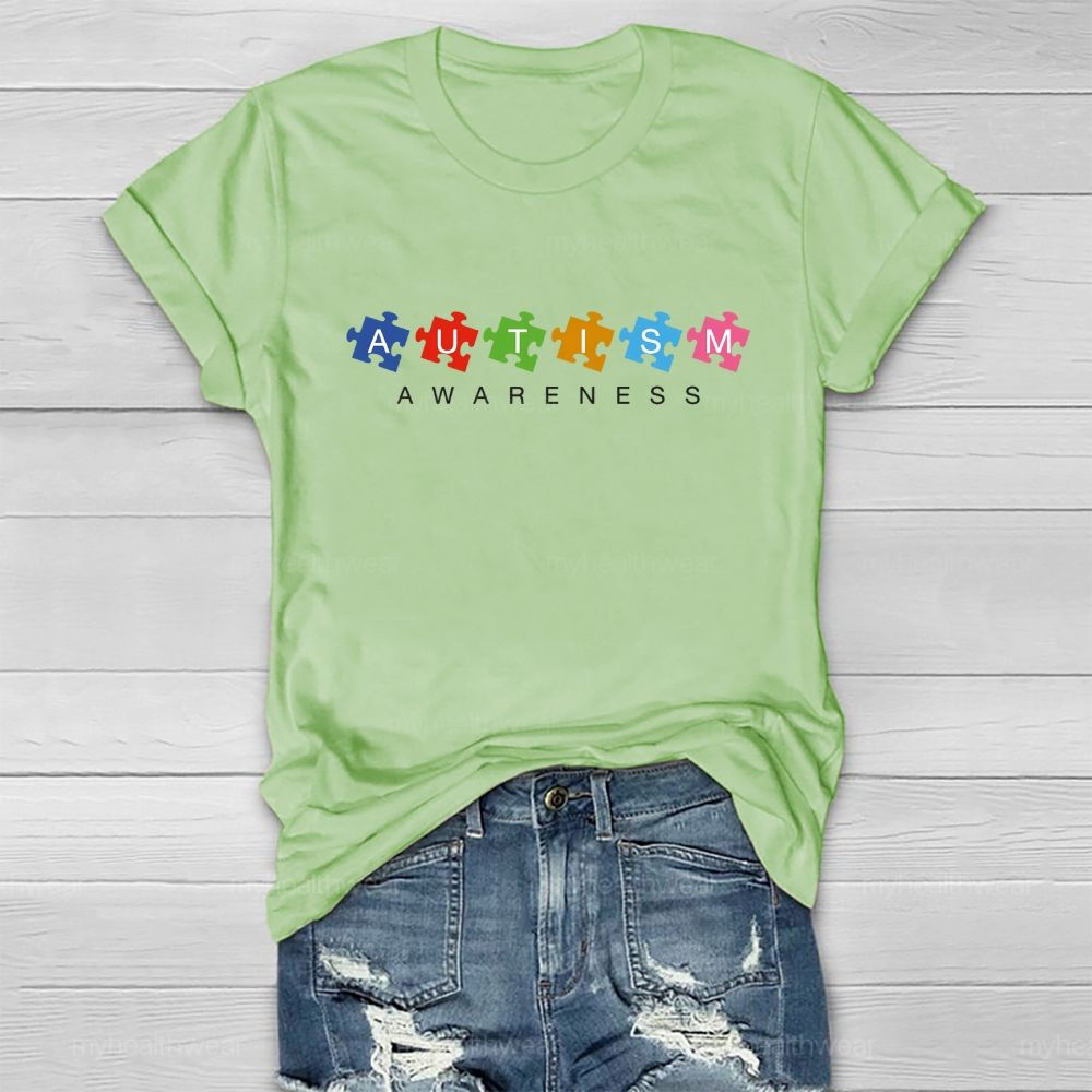 Autism Awareness Puzzle Letters Healthwear T-shirt