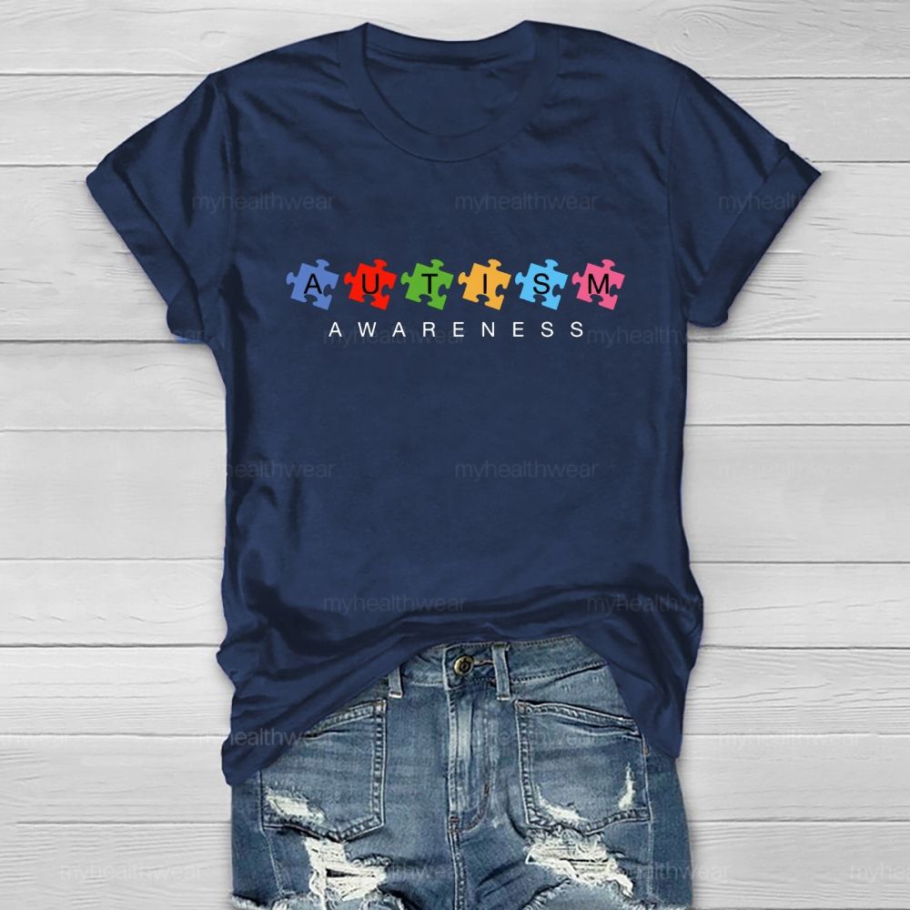 Autism Awareness Puzzle Letters Healthwear T-shirt