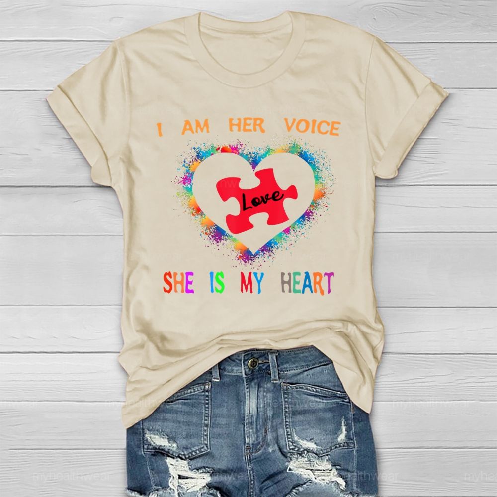 I Am Her Voice She Is My Heart Autism Healthwear T-shirt