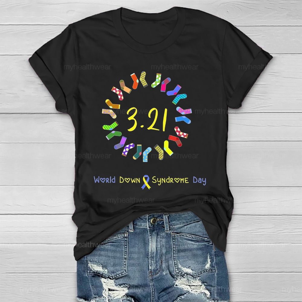 World Down Syndrome Day Socks Ribbon Healthwear T-shirt