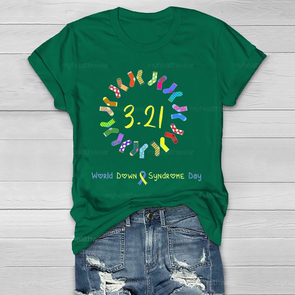 World Down Syndrome Day Socks Ribbon Healthwear T-shirt
