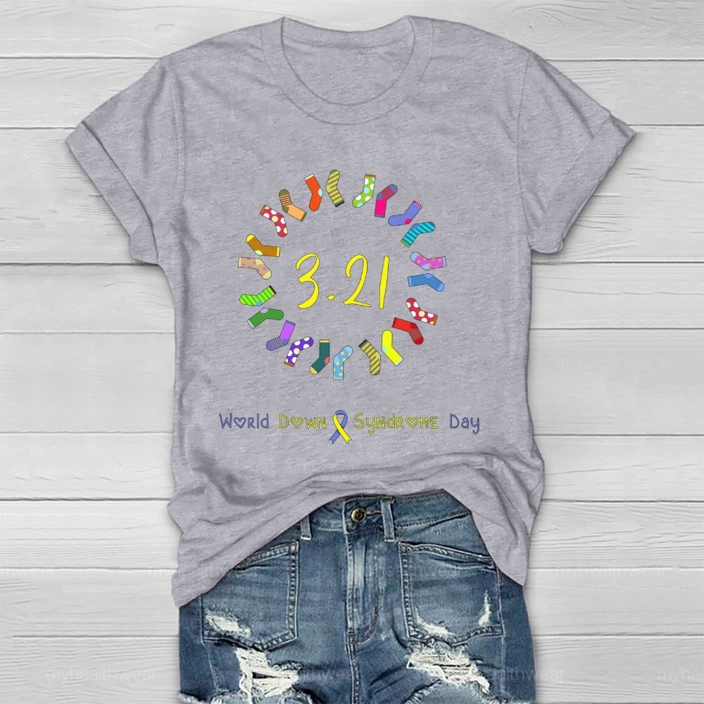 World Down Syndrome Day Socks Ribbon Healthwear T-shirt