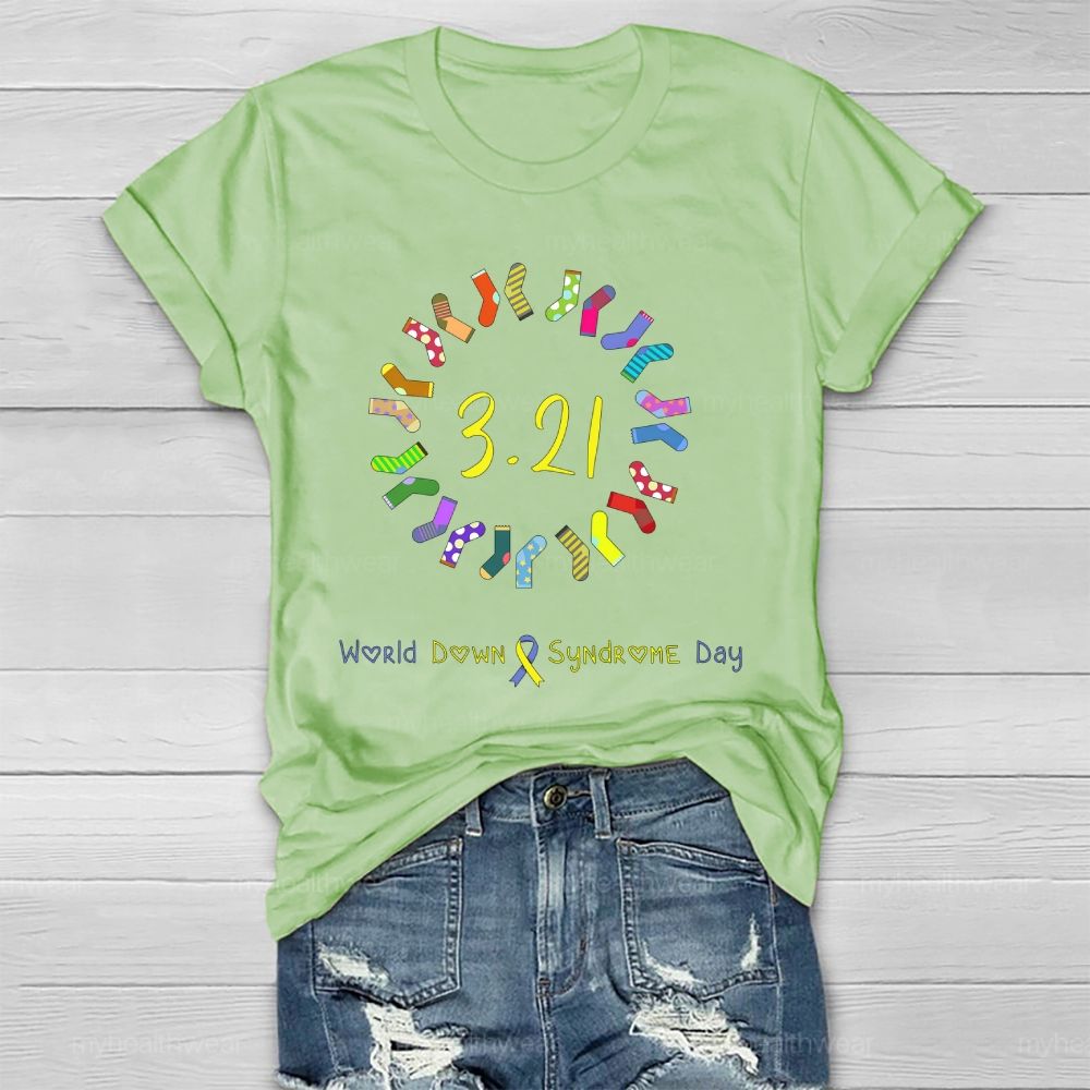 World Down Syndrome Day Socks Ribbon Healthwear T-shirt