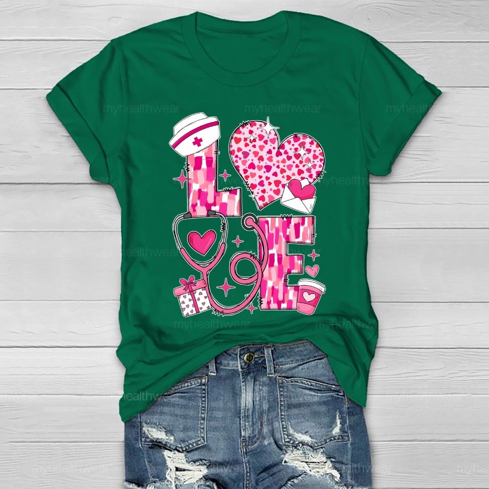 Love Stethoscope Nurse Healthwear T-shirt