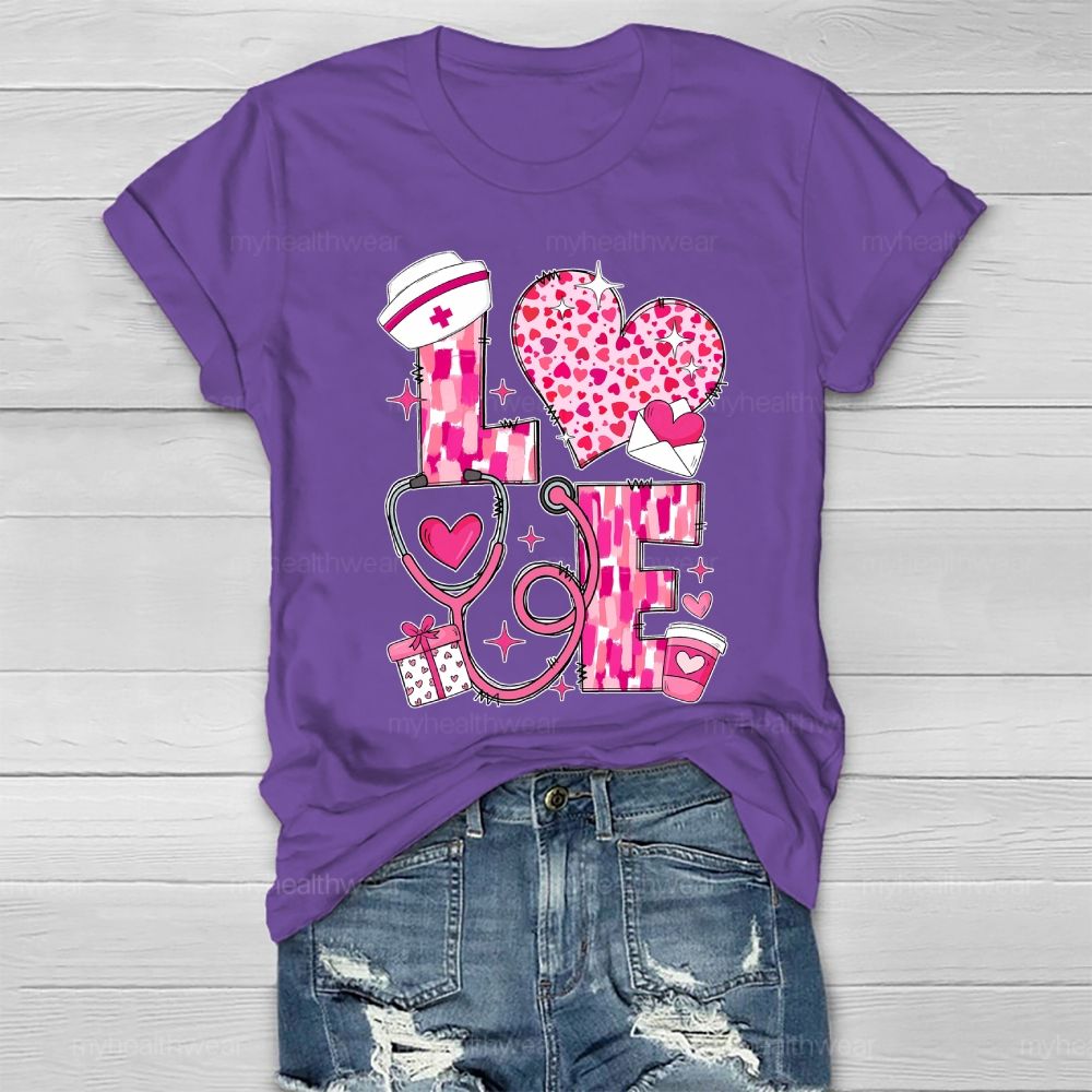 Love Stethoscope Nurse Healthwear T-shirt