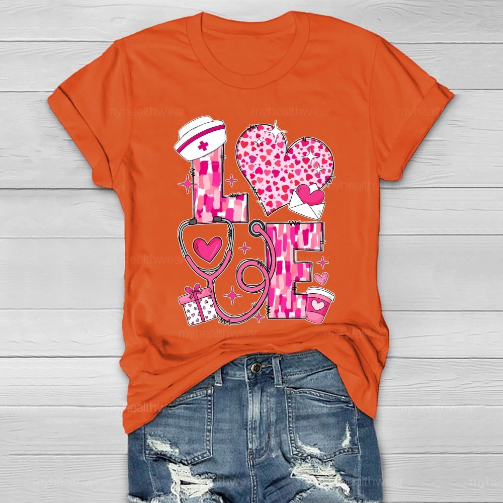 Love Stethoscope Nurse Healthwear T-shirt