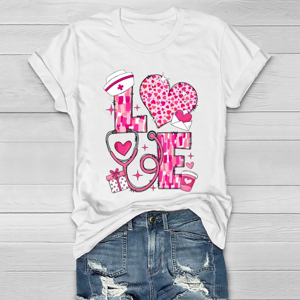Love Stethoscope Nurse Healthwear T-shirt