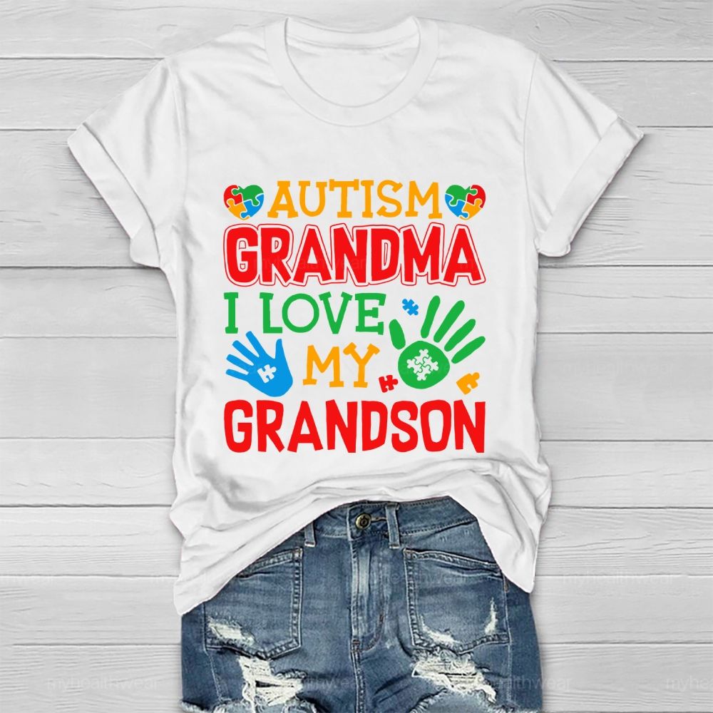 Autism Grandma I Love My Grandson Healthwear T-shirt