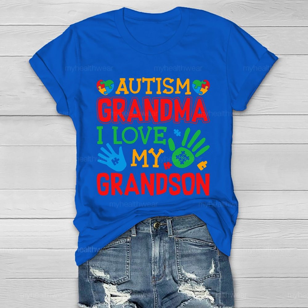 Autism Grandma I Love My Grandson Healthwear T-shirt