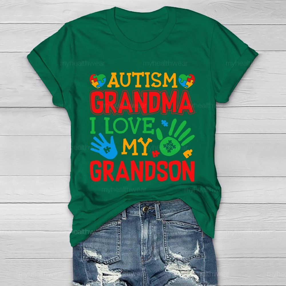 Autism Grandma I Love My Grandson Healthwear T-shirt