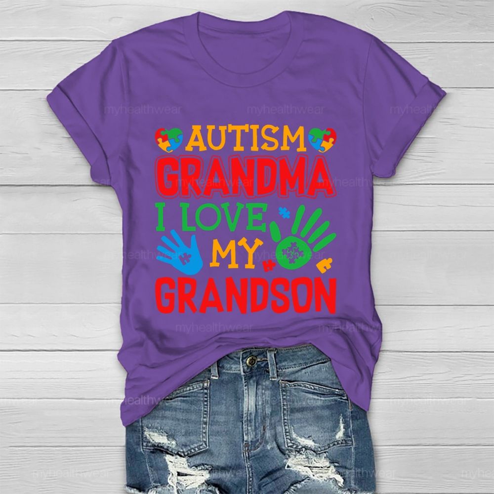 Autism Grandma I Love My Grandson Healthwear T-shirt