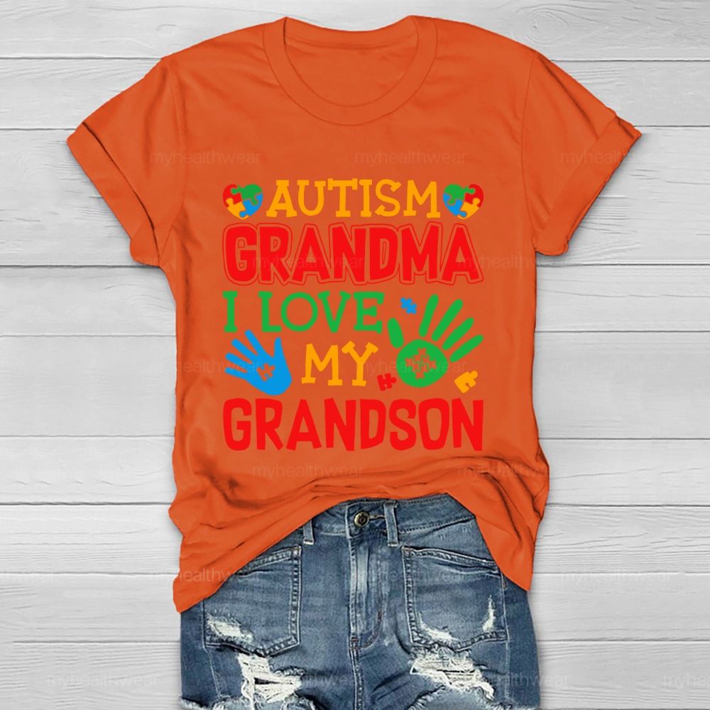 Autism Grandma I Love My Grandson Healthwear T-shirt
