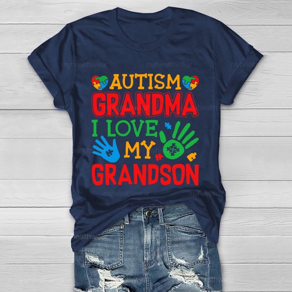 Autism Grandma I Love My Grandson Healthwear T-shirt