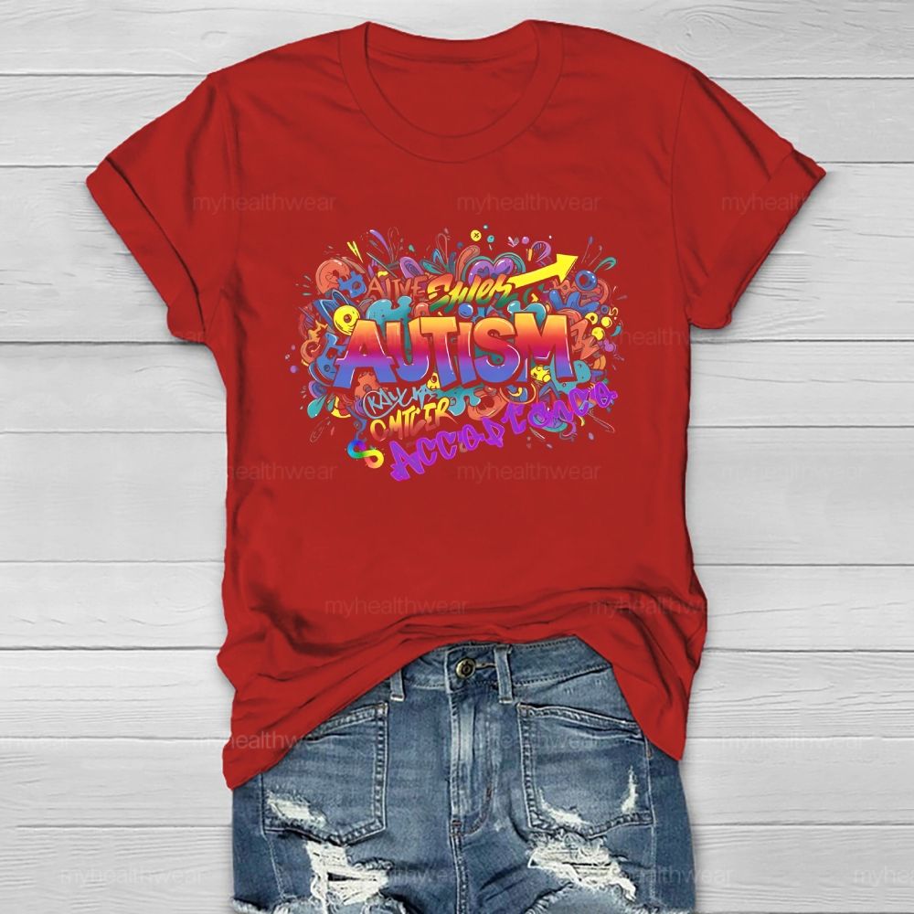 Autism Acceptance Colorful Letters Healthwear T-shirt
